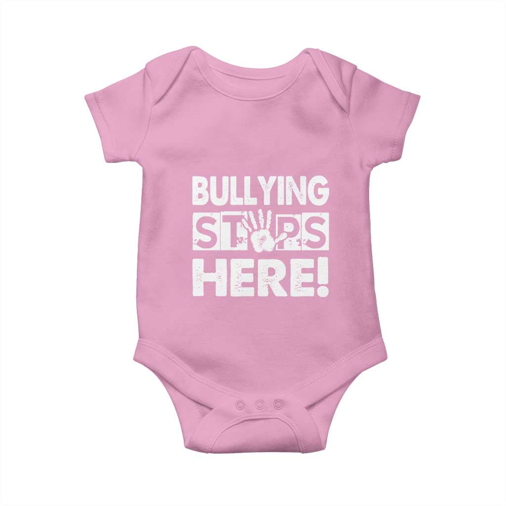 Pink Shirt Day Baby Onesie Bullying Stops Here Stand Up To Bullies TS02 Light Pink Print Your Wear