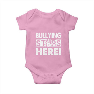 Pink Shirt Day Baby Onesie Bullying Stops Here Stand Up To Bullies TS02 Light Pink Print Your Wear