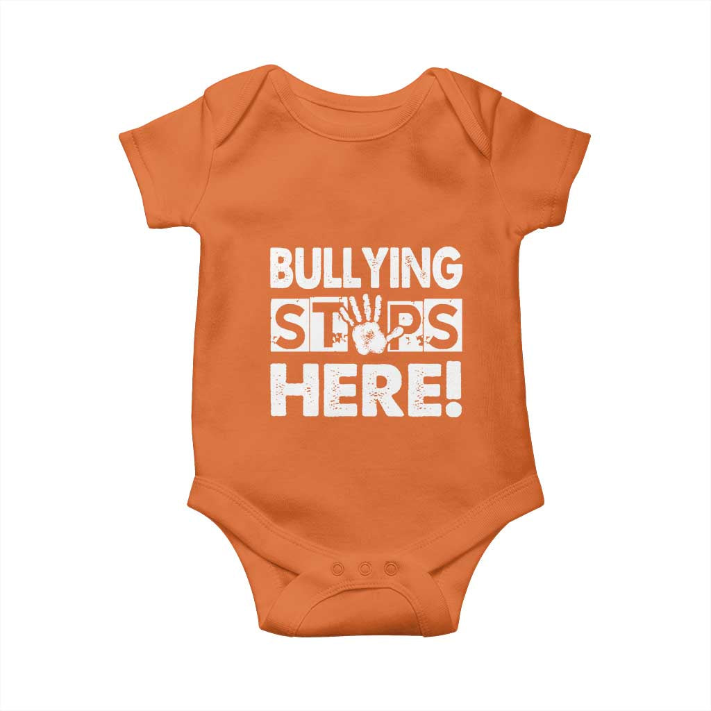 Pink Shirt Day Baby Onesie Bullying Stops Here Stand Up To Bullies TS02 Orange Print Your Wear