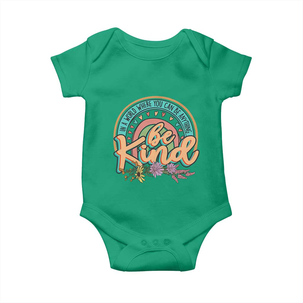 Pink Shirt Day Baby Onesie In A World Where You Can Be Anything Be Kind Rainbow Choose Kindness TS02 Irish Green Print Your Wear