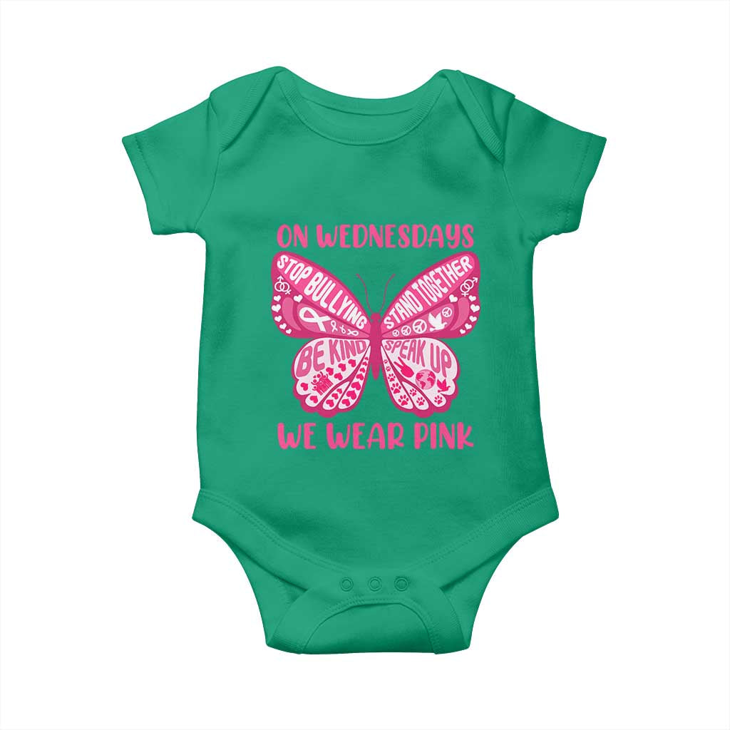 Pink Shirt Day Baby Onesie On Wednesdays We Wear Pink Anti Bullying Butterfly TS02 Irish Green Print Your Wear