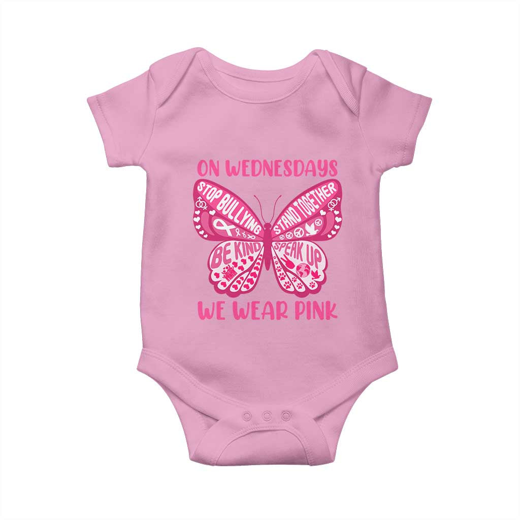 Pink Shirt Day Baby Onesie On Wednesdays We Wear Pink Anti Bullying Butterfly TS02 Light Pink Print Your Wear
