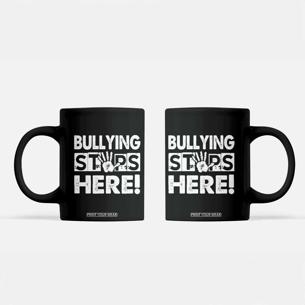 Pink Shirt Day Coffee Mug Bullying Stops Here Stand Up To Bullies TS02 Black Print Your Wear