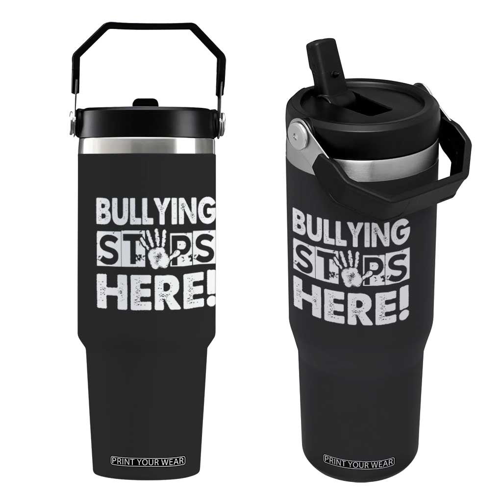 Pink Shirt Day Flip Straw Tumbler Bullying Stops Here Stand Up To Bullies TS02 One Size: 30 oz Black Print Your Wear