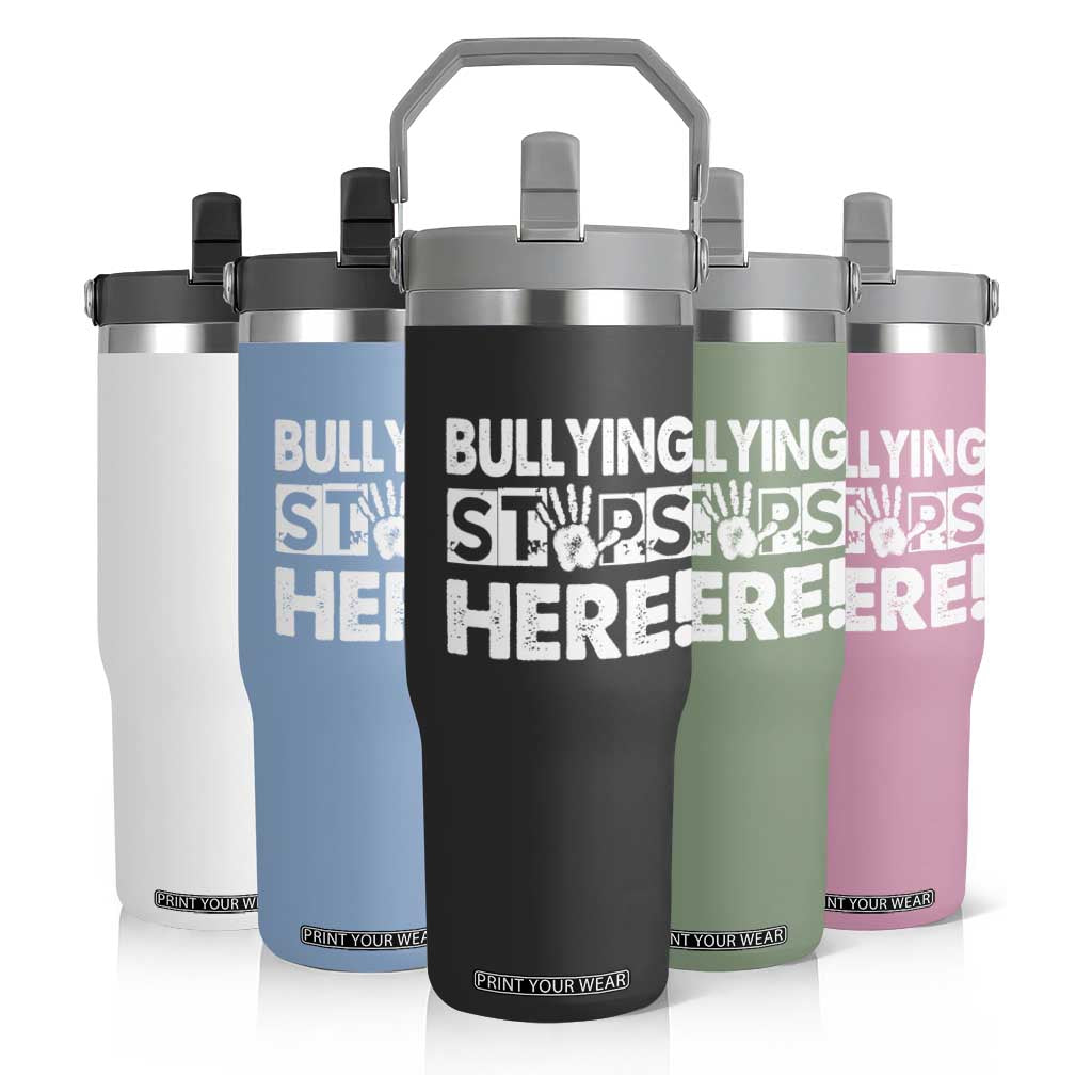 Pink Shirt Day Flip Straw Tumbler Bullying Stops Here Stand Up To Bullies TS02 Print Your Wear