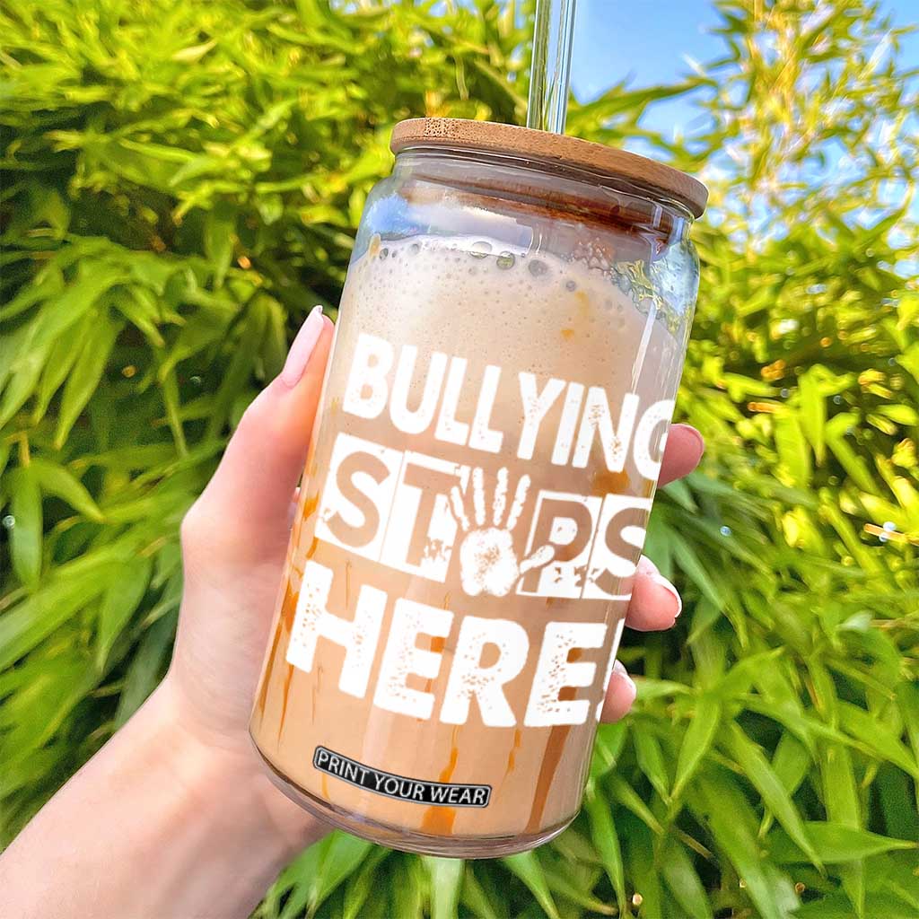 Pink Shirt Day Glass Can Bullying Stops Here Stand Up To Bullies TS02 Print Your Wear