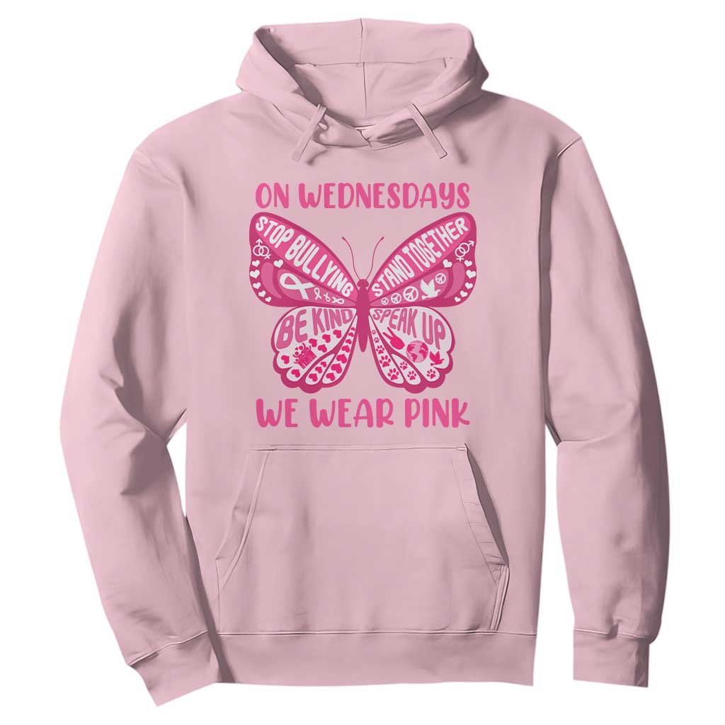 Pink Shirt Day Hoodie On Wednesdays We Wear Pink Anti Bullying Butterfly TS02 Light Pink Print Your Wear