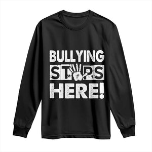 Pink Shirt Day Long Sleeve Shirt Bullying Stops Here Stand Up To Bullies TS02 Black Print Your Wear