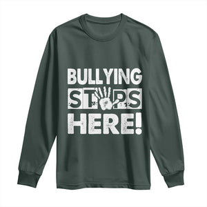 Pink Shirt Day Long Sleeve Shirt Bullying Stops Here Stand Up To Bullies TS02 Dark Forest Green Print Your Wear