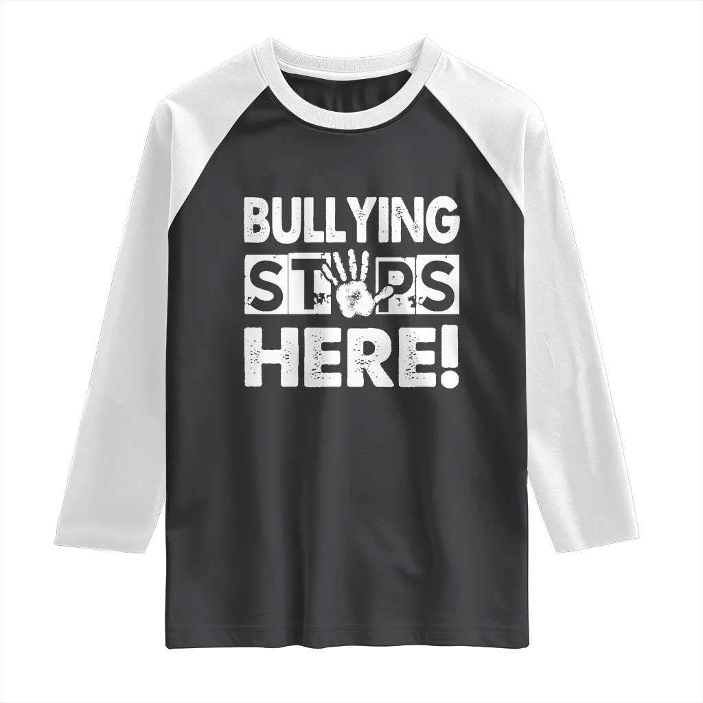 Pink Shirt Day Raglan Shirt Bullying Stops Here Stand Up To Bullies TS02 Black White Print Your Wear
