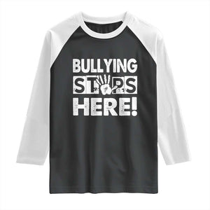 Pink Shirt Day Raglan Shirt Bullying Stops Here Stand Up To Bullies TS02 Black White Print Your Wear