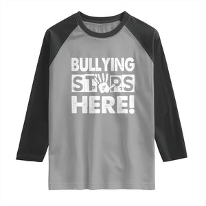 Pink Shirt Day Raglan Shirt Bullying Stops Here Stand Up To Bullies TS02 Sport Gray Black Print Your Wear