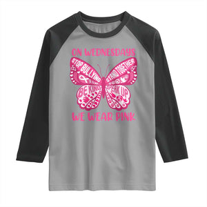 Pink Shirt Day Raglan Shirt On Wednesdays We Wear Pink Anti Bullying Butterfly TS02 Sport Gray Black Print Your Wear