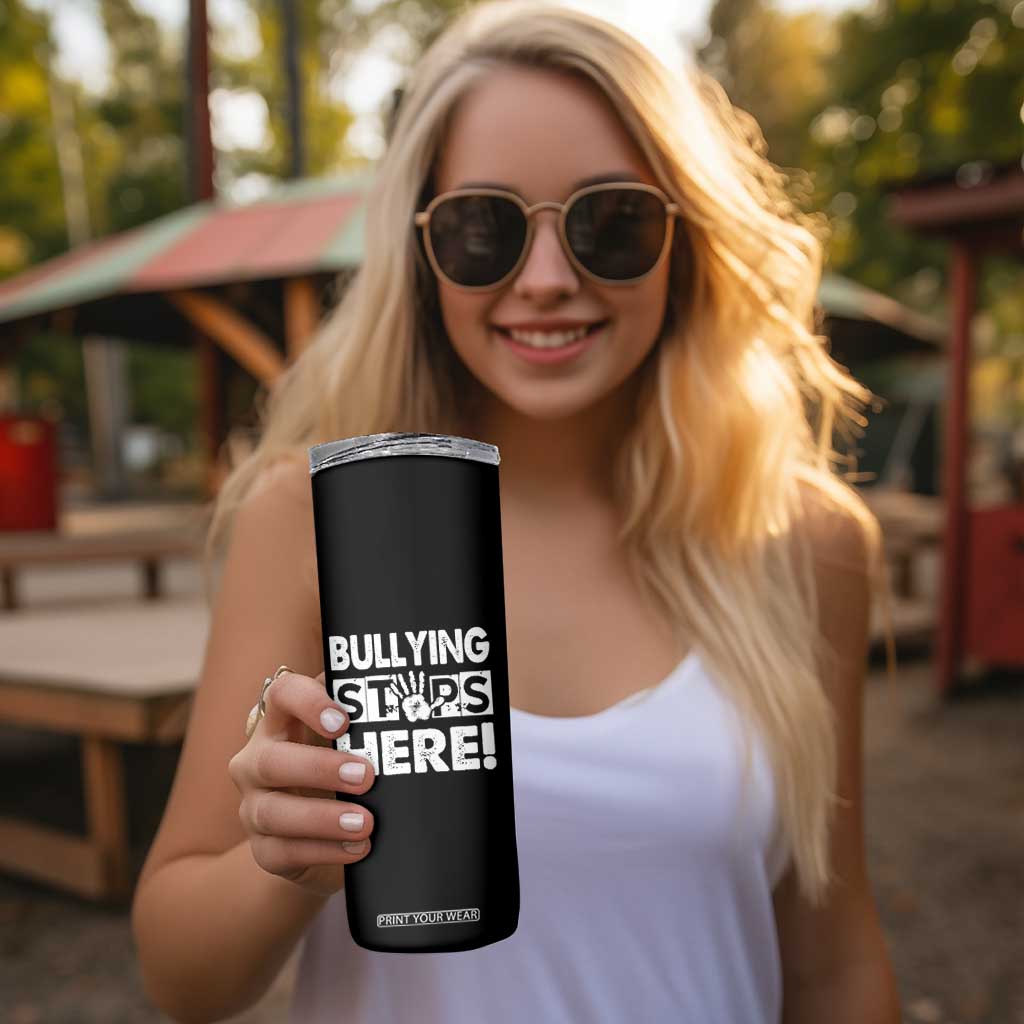 Pink Shirt Day Skinny Tumbler Bullying Stops Here Stand Up To Bullies TS02 Print Your Wear