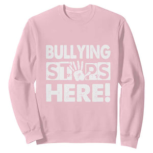 Pink Shirt Day Sweatshirt Bullying Stops Here Stand Up To Bullies TS02 Light Pink Print Your Wear