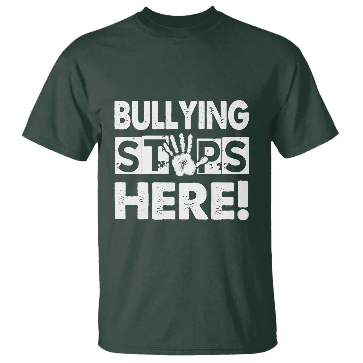 Pink Shirt Day T Shirt Bullying Stops Here Stand Up To Bullies TS02 Dark Forest Green Print Your Wear