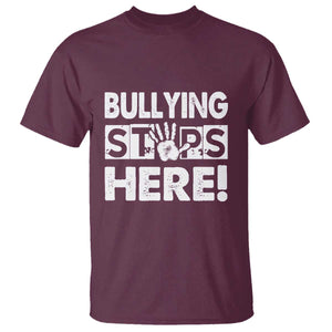 Pink Shirt Day T Shirt Bullying Stops Here Stand Up To Bullies TS02 Maroon Print Your Wear