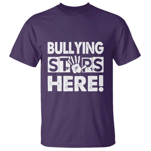 Pink Shirt Day T Shirt Bullying Stops Here Stand Up To Bullies TS02 Purple Print Your Wear