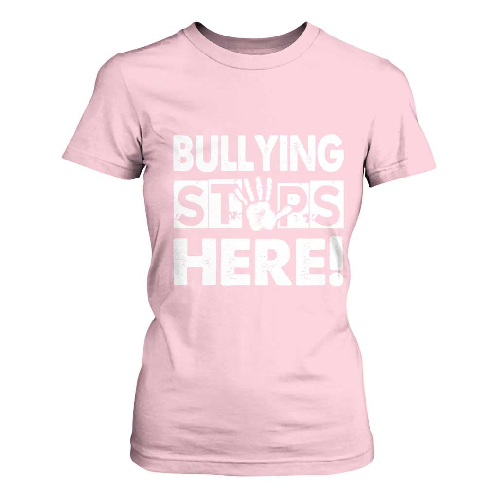 Pink Shirt Day T Shirt For Women Bullying Stops Here Stand Up To Bullies TS02 Light Pink Print Your Wear