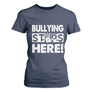 Pink Shirt Day T Shirt For Women Bullying Stops Here Stand Up To Bullies TS02 Navy Print Your Wear