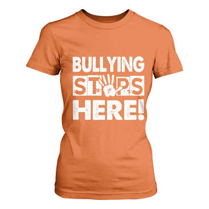 Pink Shirt Day T Shirt For Women Bullying Stops Here Stand Up To Bullies TS02 Orange Print Your Wear