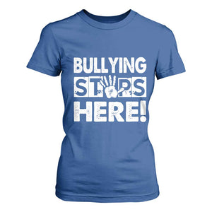 Pink Shirt Day T Shirt For Women Bullying Stops Here Stand Up To Bullies TS02 Royal Blue Print Your Wear