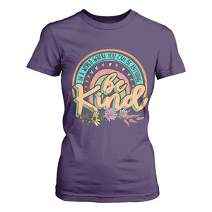 Pink Shirt Day T Shirt For Women In A World Where You Can Be Anything Be Kind Rainbow Choose Kindness TS02 Purple Print Your Wear