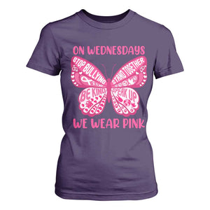 Pink Shirt Day T Shirt For Women On Wednesdays We Wear Pink Anti Bullying Butterfly TS02 Purple Print Your Wear