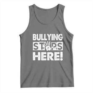 Pink Shirt Day Tank Top Bullying Stops Here Stand Up To Bullies TS02 Black Heather Print Your Wear