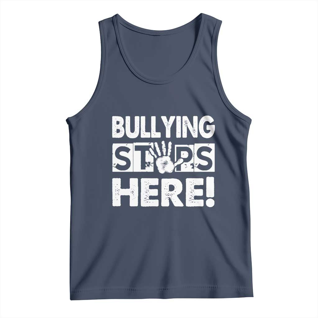 Pink Shirt Day Tank Top Bullying Stops Here Stand Up To Bullies TS02 Navy Print Your Wear