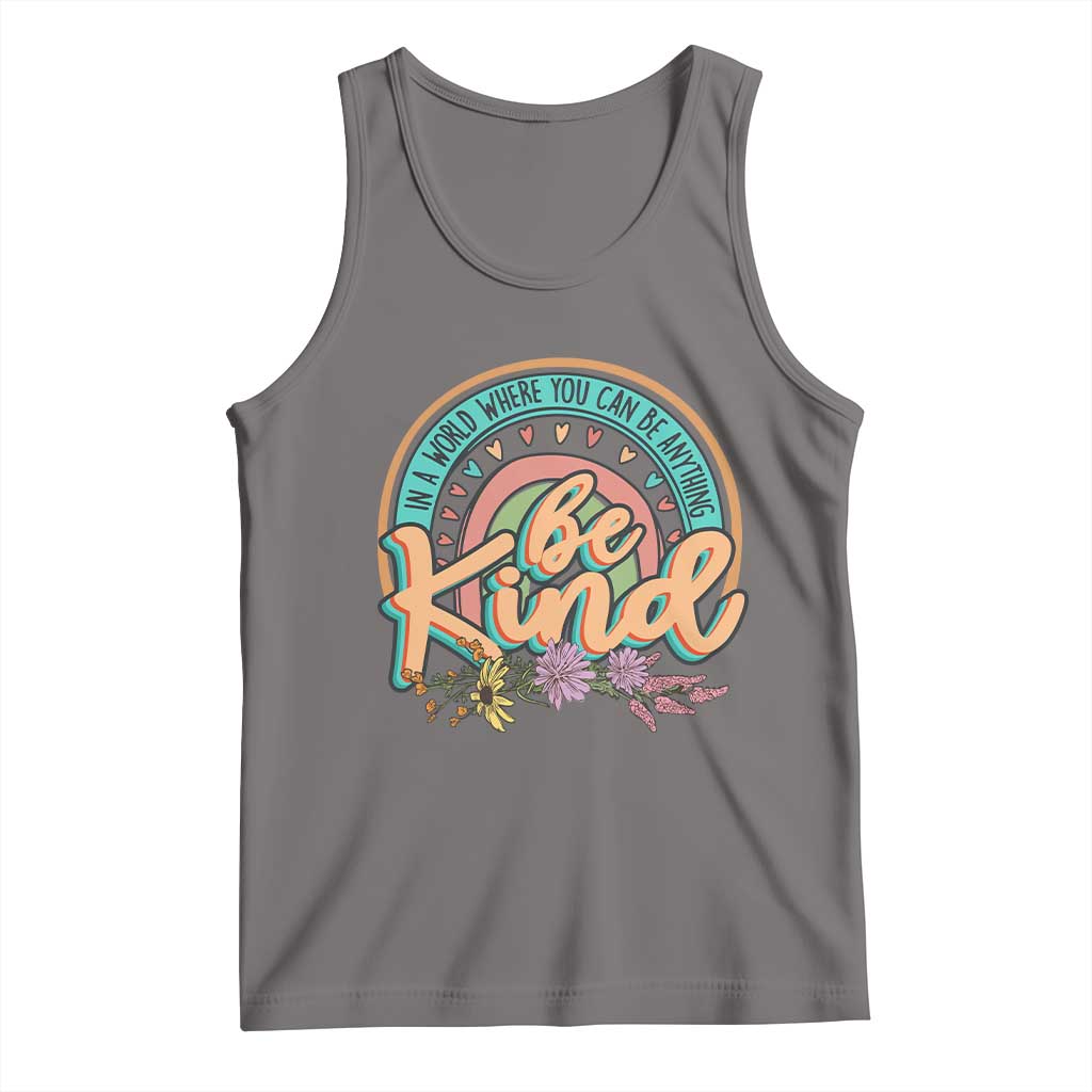 Pink Shirt Day Tank Top In A World Where You Can Be Anything Be Kind Rainbow Choose Kindness TS02 Deep Heather Print Your Wear