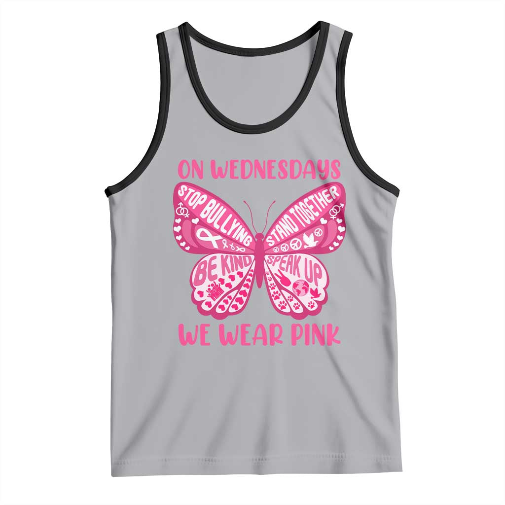 Pink Shirt Day Tank Top On Wednesdays We Wear Pink Anti Bullying Butterfly TS02 Athletic Heather Black Print Your Wear