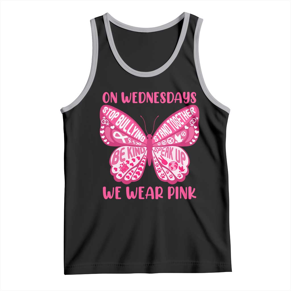 Pink Shirt Day Tank Top On Wednesdays We Wear Pink Anti Bullying Butterfly TS02 Black Athletic Heather Print Your Wear