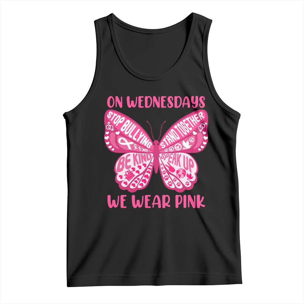Pink Shirt Day Tank Top On Wednesdays We Wear Pink Anti Bullying Butterfly TS02 Black Print Your Wear