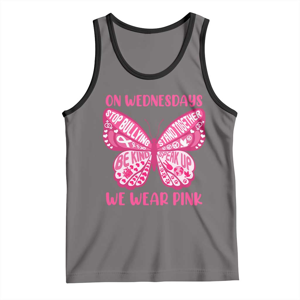 Pink Shirt Day Tank Top On Wednesdays We Wear Pink Anti Bullying Butterfly TS02 Deep Heather Black Print Your Wear