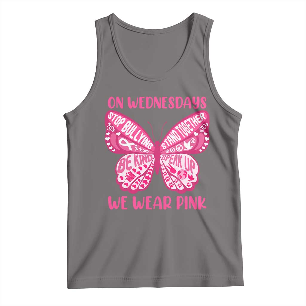 Pink Shirt Day Tank Top On Wednesdays We Wear Pink Anti Bullying Butterfly TS02 Deep Heather Print Your Wear