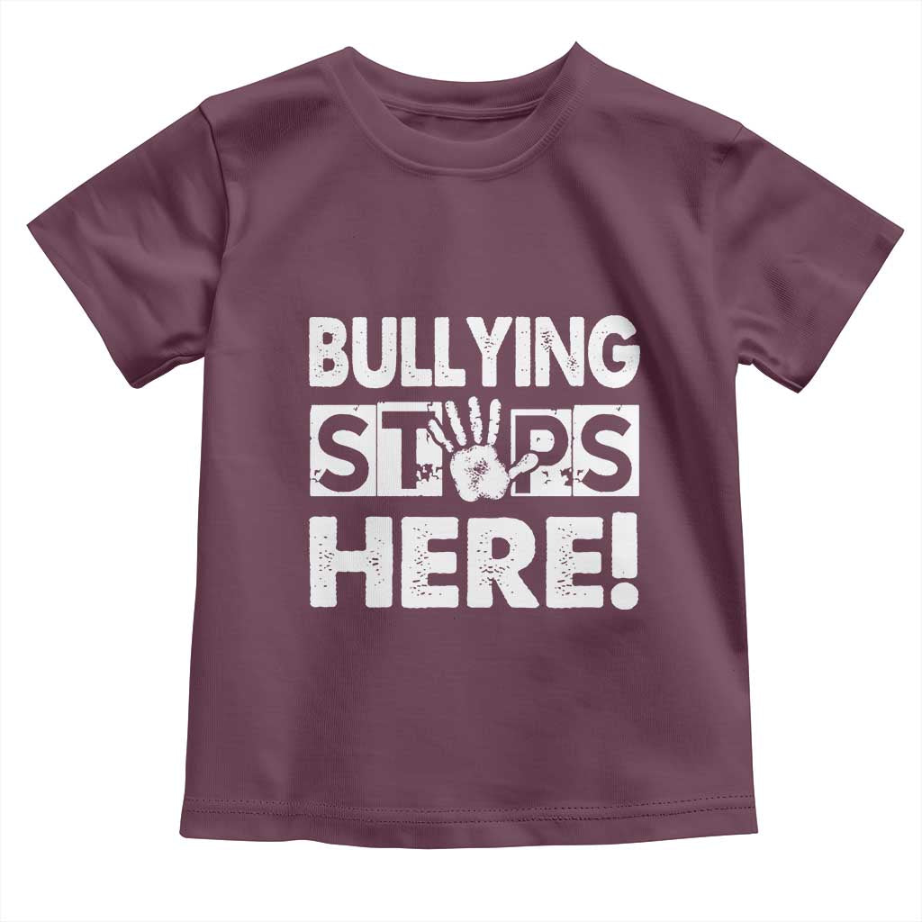 Pink Shirt Day Toddler T Shirt Bullying Stops Here Stand Up To Bullies TS02 Maroon Print Your Wear