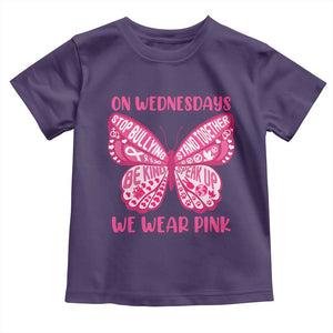 Pink Shirt Day Toddler T Shirt On Wednesdays We Wear Pink Anti Bullying Butterfly TS02 Purple Print Your Wear