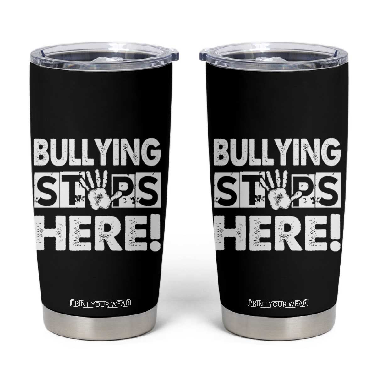 Pink Shirt Day Tumbler Cup Bullying Stops Here Stand Up To Bullies TS02 Black Print Your Wear