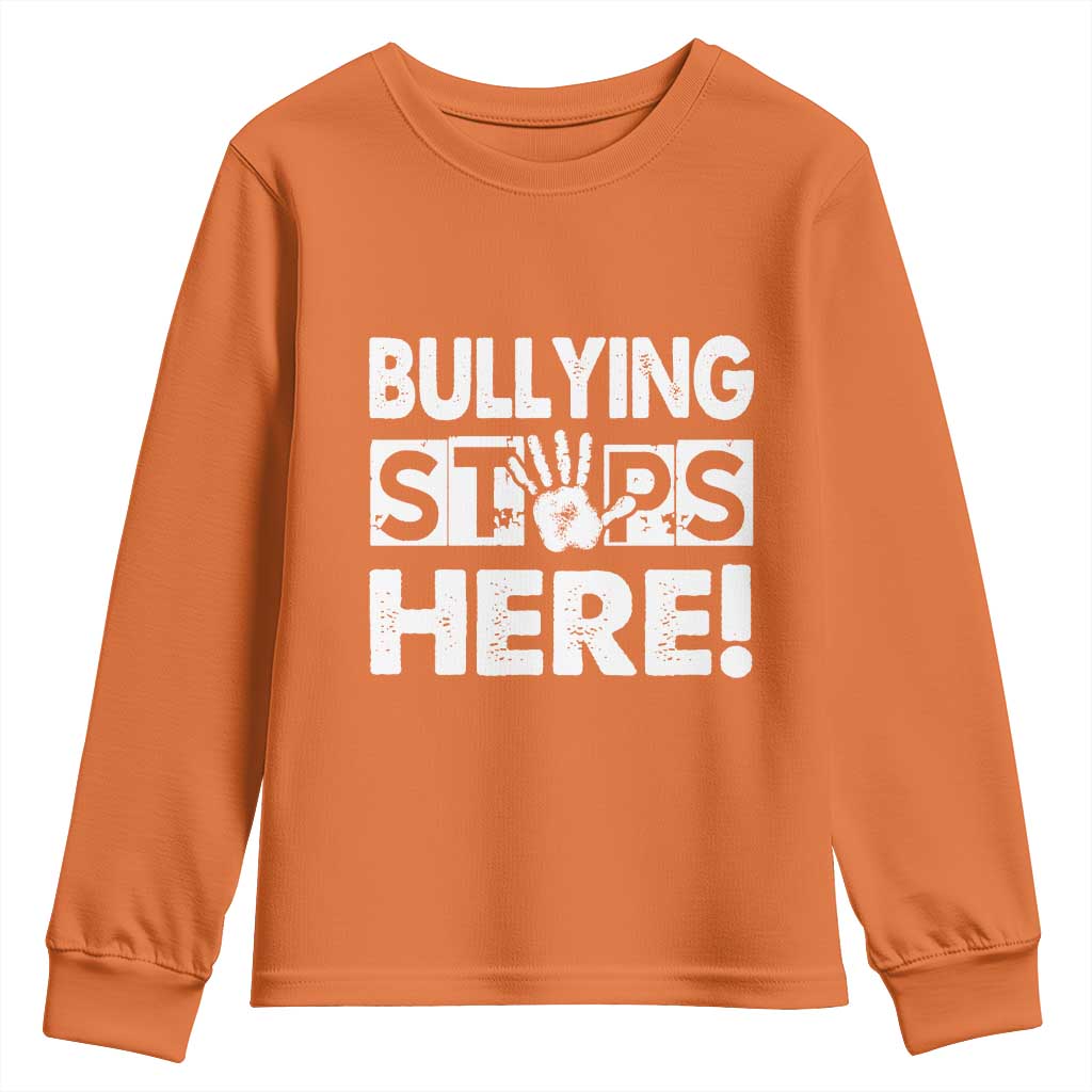 Pink Shirt Day Youth Sweatshirt Bullying Stops Here Stand Up To Bullies TS02 Orange Print Your Wear