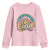 Pink Shirt Day Youth Sweatshirt In A World Where You Can Be Anything Be Kind Rainbow Choose Kindness TS02 Light Pink Print Your Wear