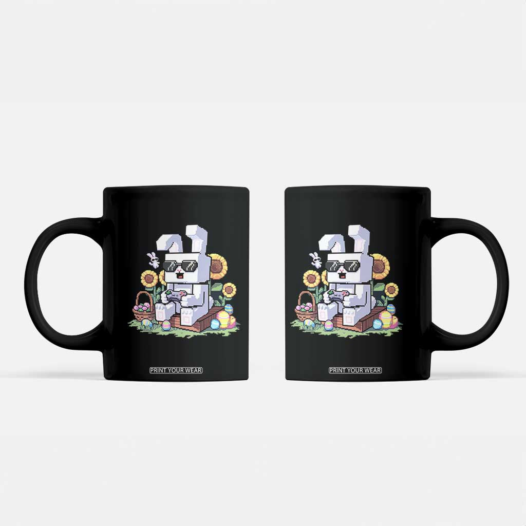 Pixel Art Gamer Bunny Easter Coffee Mug Cool Retro Gaming Vibes TS02 Black Print Your Wear