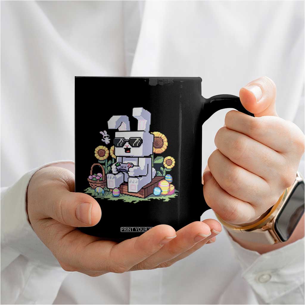 Pixel Art Gamer Bunny Easter Coffee Mug Cool Retro Gaming Vibes TS02 Print Your Wear
