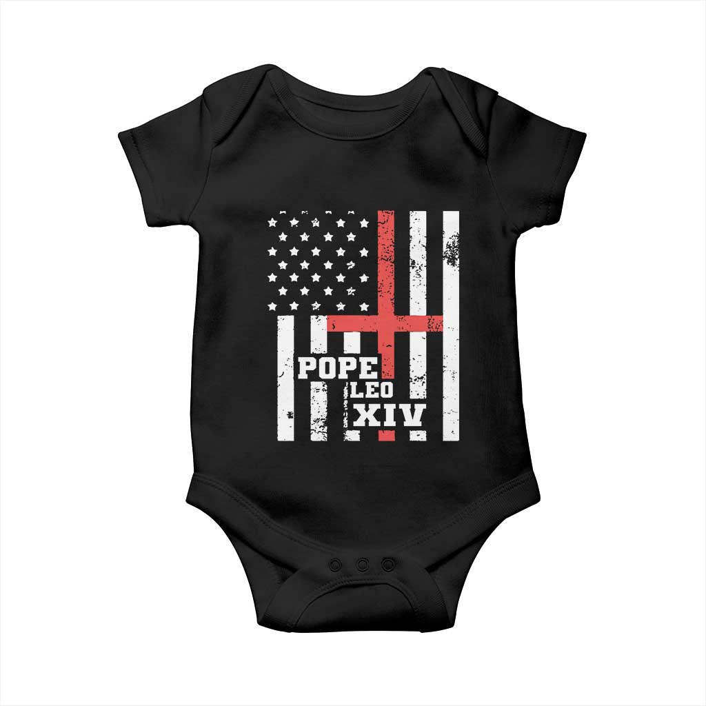Pope Leo XIV Baby Onesie First American Pope Catholic Religious Cross American Flag TS11 Black Print Your Wear