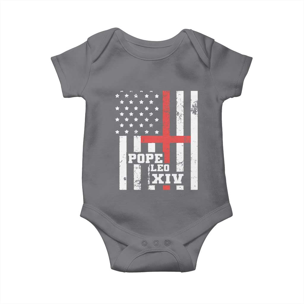 Pope Leo XIV Baby Onesie First American Pope Catholic Religious Cross American Flag TS11 Charcoal Print Your Wear