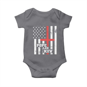Pope Leo XIV Baby Onesie First American Pope Catholic Religious Cross American Flag TS11 Charcoal Print Your Wear