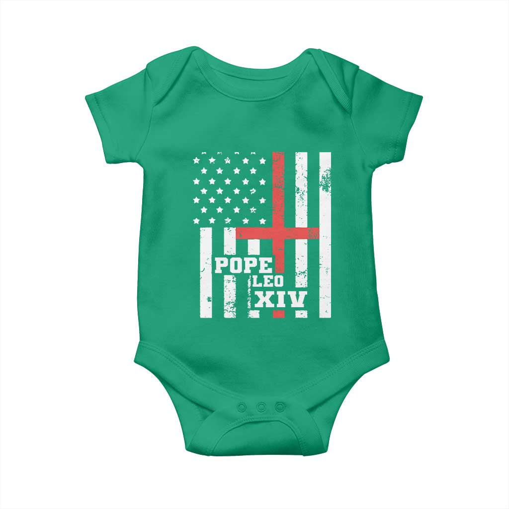 Pope Leo XIV Baby Onesie First American Pope Catholic Religious Cross American Flag TS11 Irish Green Print Your Wear
