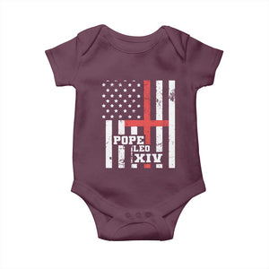 Pope Leo XIV Baby Onesie First American Pope Catholic Religious Cross American Flag TS11 Maroon Print Your Wear