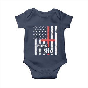 Pope Leo XIV Baby Onesie First American Pope Catholic Religious Cross American Flag TS11 Navy Print Your Wear