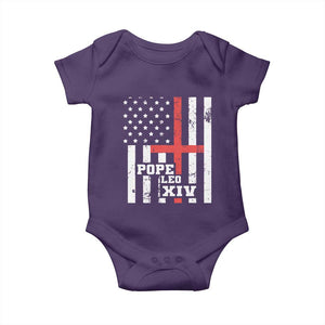 Pope Leo XIV Baby Onesie First American Pope Catholic Religious Cross American Flag TS11 Purple Print Your Wear